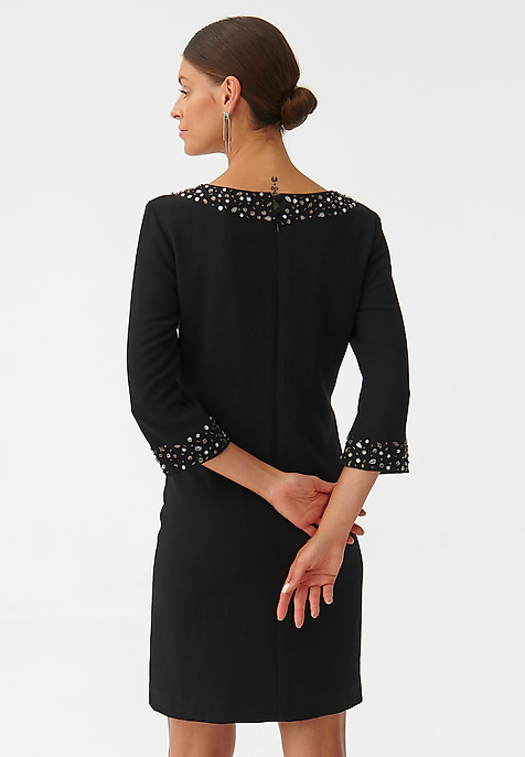 ROCHIE DIN ȚESĂTURĂ, CU APLICAȚII DECORATIVE LINTIKO NEGRU 2