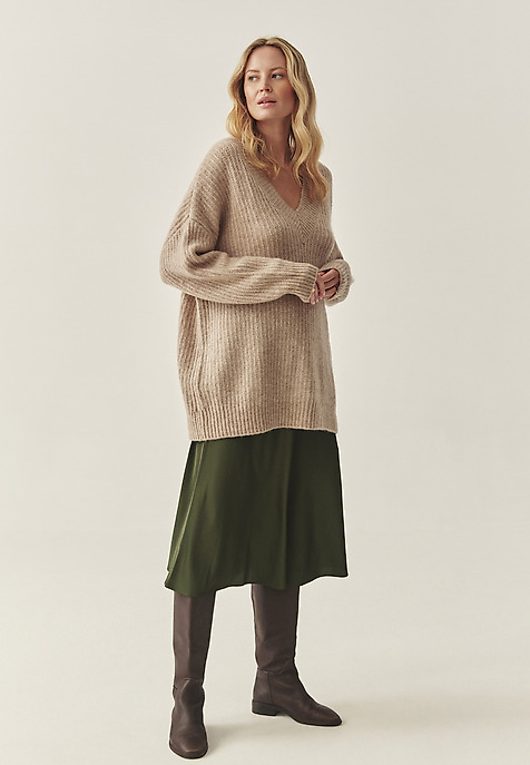 LADIES' OVERSIZE JUMPER WITH A CREW NECKLINE — ONYX BEIGE 2