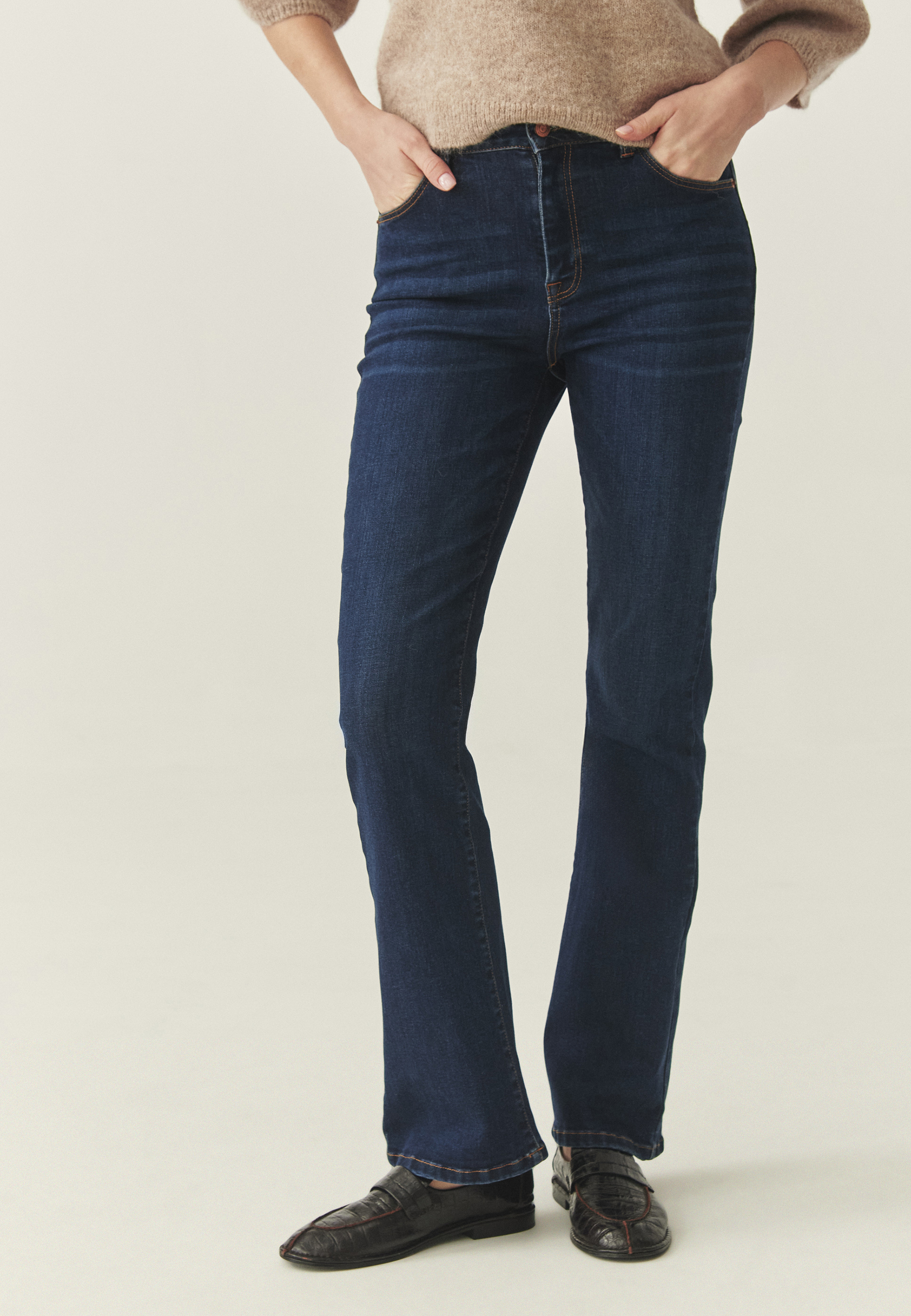 DENIMOWE SPODNIE FLARE - RIFONO GRANATOWY 2