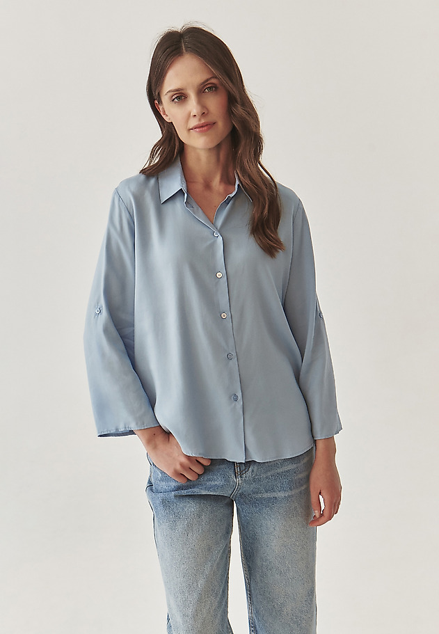 LADIES’ SHIRT WITH ROLLED-UP SLEEVES - ISLA LADIES’ SHIRT WITH ROLLED-UP SLEEVES - ISLA NIEBIESKI 2