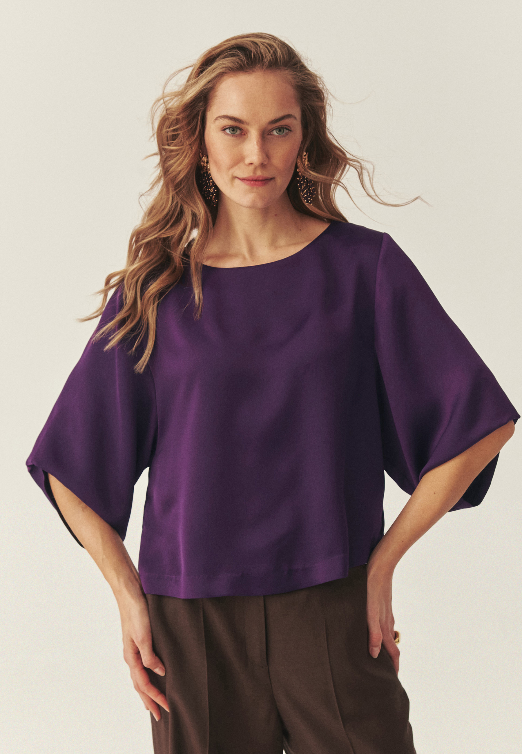 bluzka damska tkaninowa LAMA FIOLETOWY 2