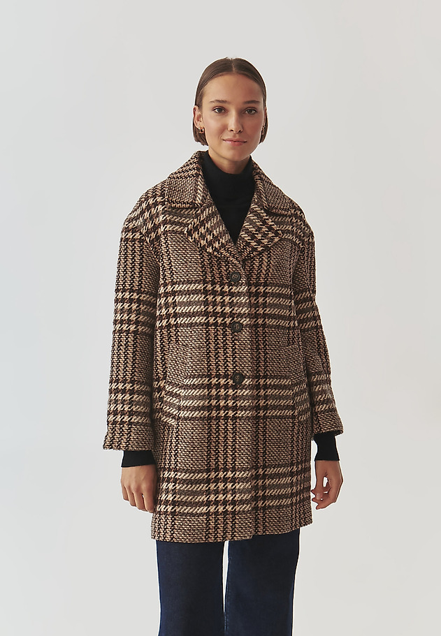 LADIES' CHECKERED FABRIC COAT - SEWRO 1 LADIES' CHECKERED FABRIC COAT - SEWRO 1 MULTIKOLOR 3
