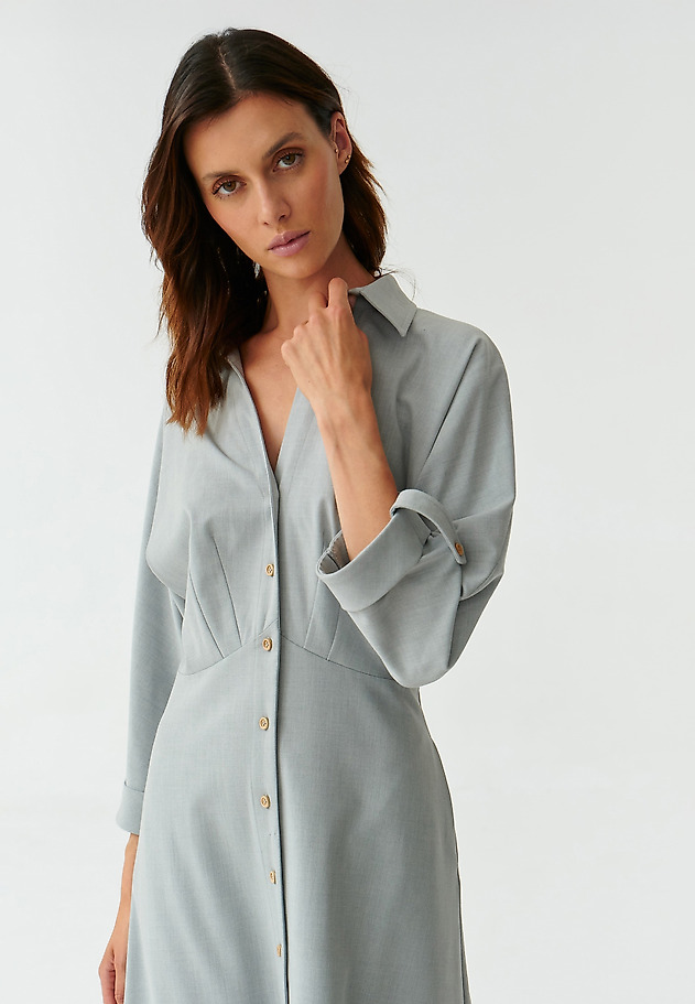 LADIES’ MIDI DRESS WITH A COLLAR SAMOTALI 1 LADIES’ MIDI DRESS WITH A COLLAR SAMOTALI 1 GREY 5