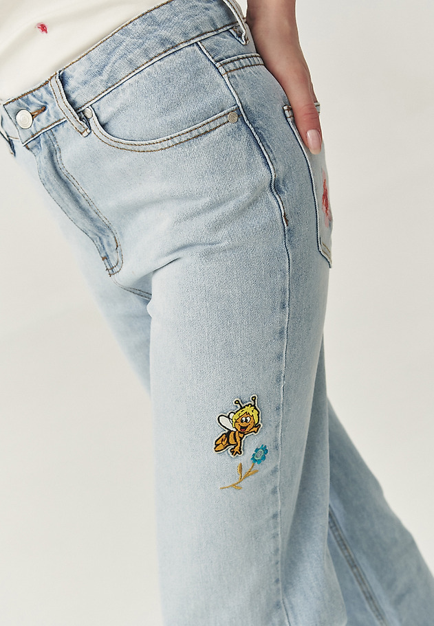 PANTALONI LARGI DIN DENIM - RISO PANTALONI LARGI DIN DENIM - RISO ALBASTRU 5