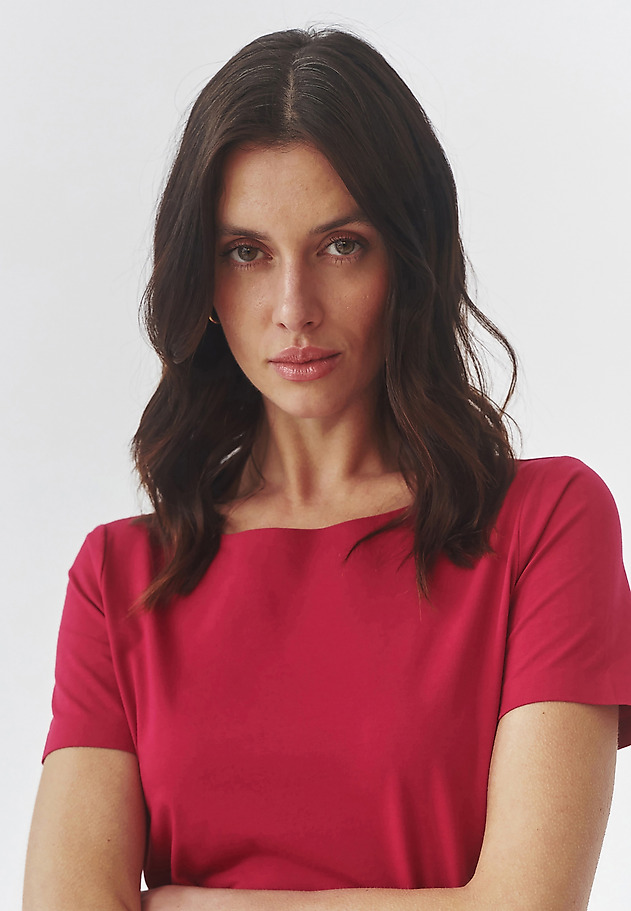 LADIES’ SHORT SLEEVED BLOUSE WITH SEAMLESS FINISH - MIKAJA 2 LADIES’ SHORT SLEEVED BLOUSE WITH SEAMLESS FINISH - MIKAJA 2 PINK 4