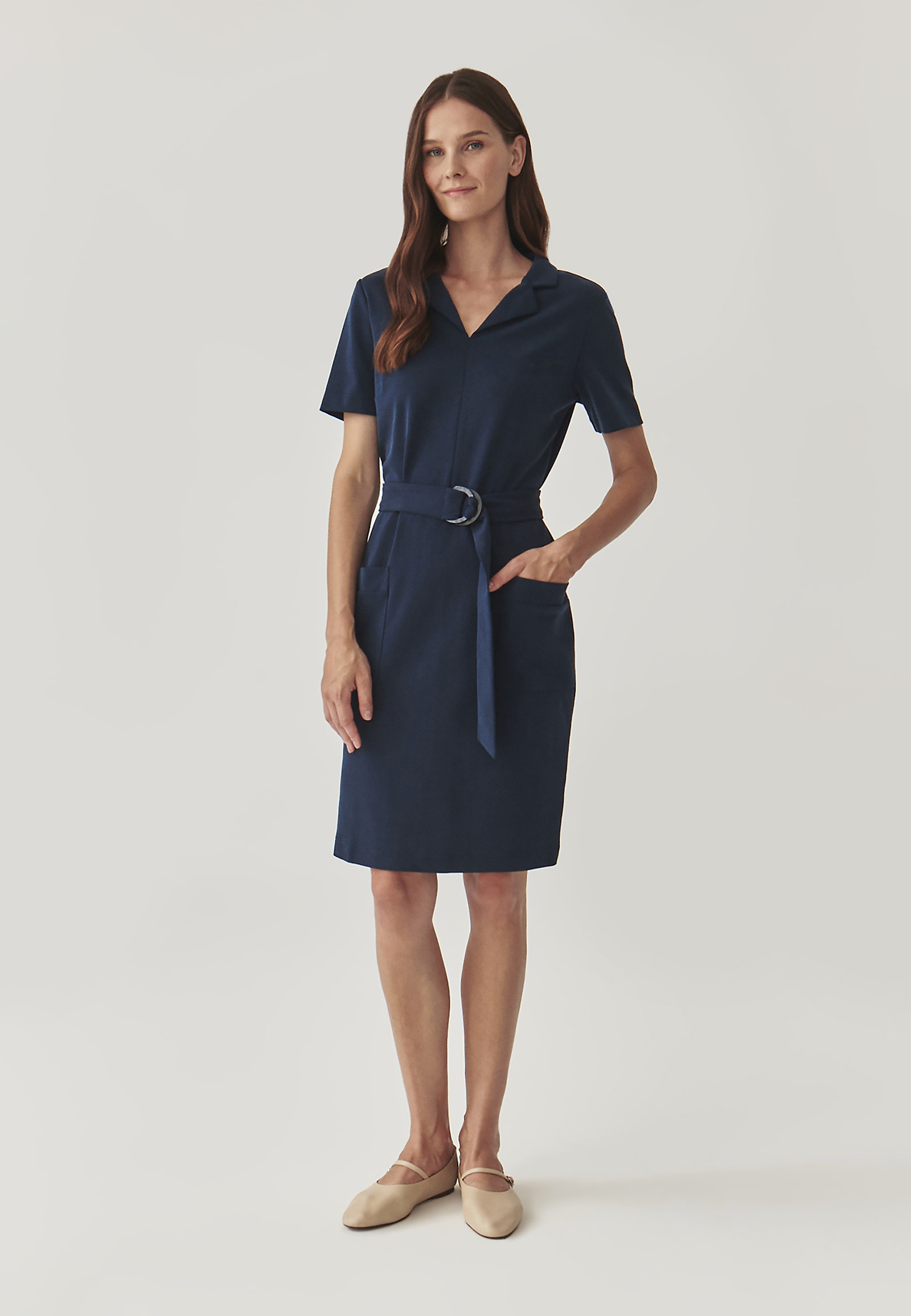 LADIES’ DRESS WITH ADDITIONAL BELT - WENDY LADIES’ DRESS WITH ADDITIONAL BELT - WENDY NAVY BLUE 99748