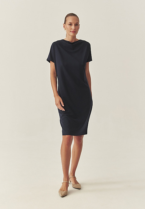 ROCHIE DIN TRICOT, CU DECOLTEU TIP „CASCADĂ” - ZORIMAX BLEUMARIN 2