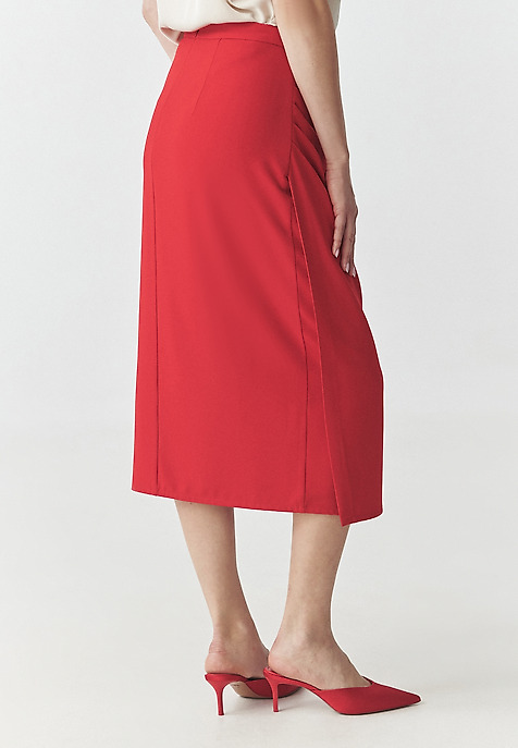 PENCIL SKIRT WITH CREASE — SINIA RED 2