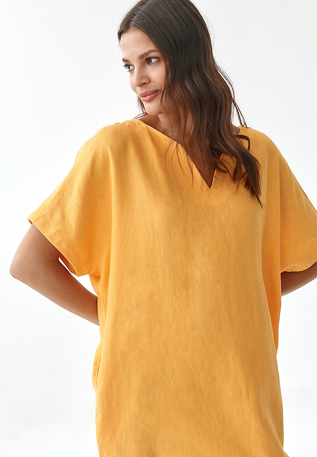 LADIES' LINEN DRESS OWERITA LADIES' LINEN DRESS OWERITA YELLOW 3