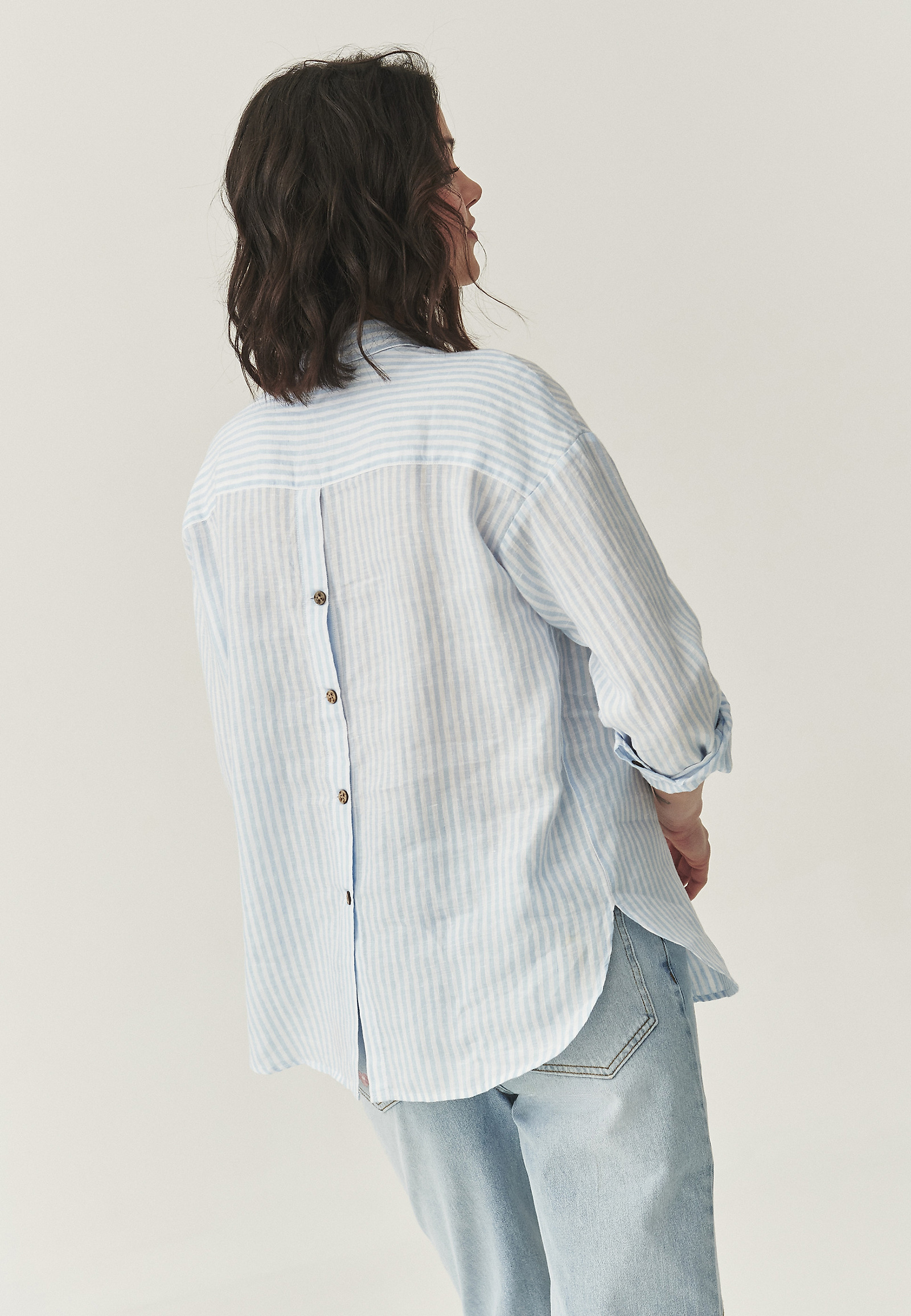 LINEN STRIPED SHIRT - LAWENDA LINEN STRIPED SHIRT - LAWENDA BLUE 110605