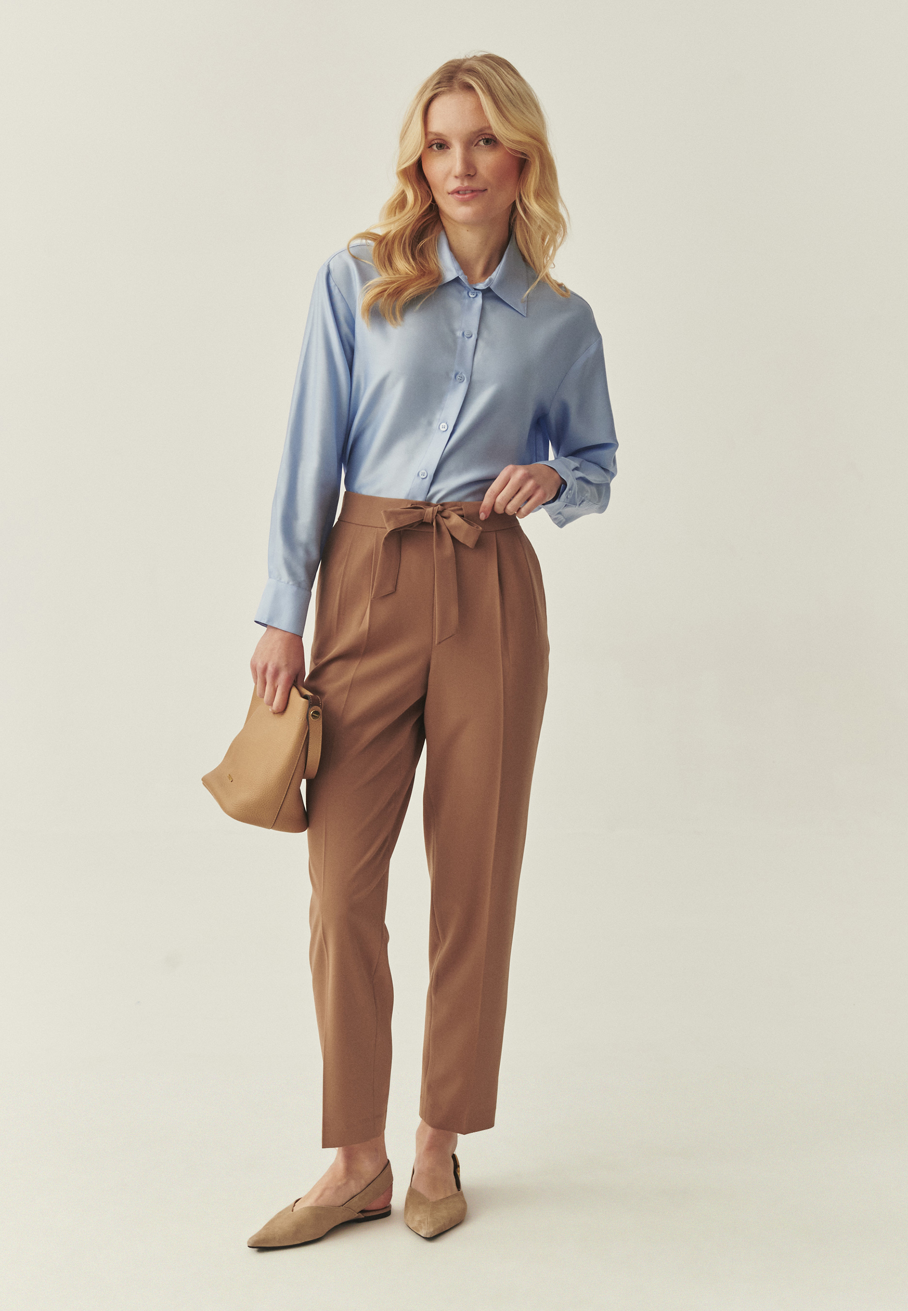 TKANINOWE SPODNIE Z PROSTĄ NOGAWKĄ - SELENKO