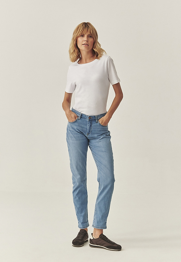 CUFFED DENIM SLIM TROUSERS - DEZI CUFFED DENIM SLIM TROUSERS - DEZI BLUE 1