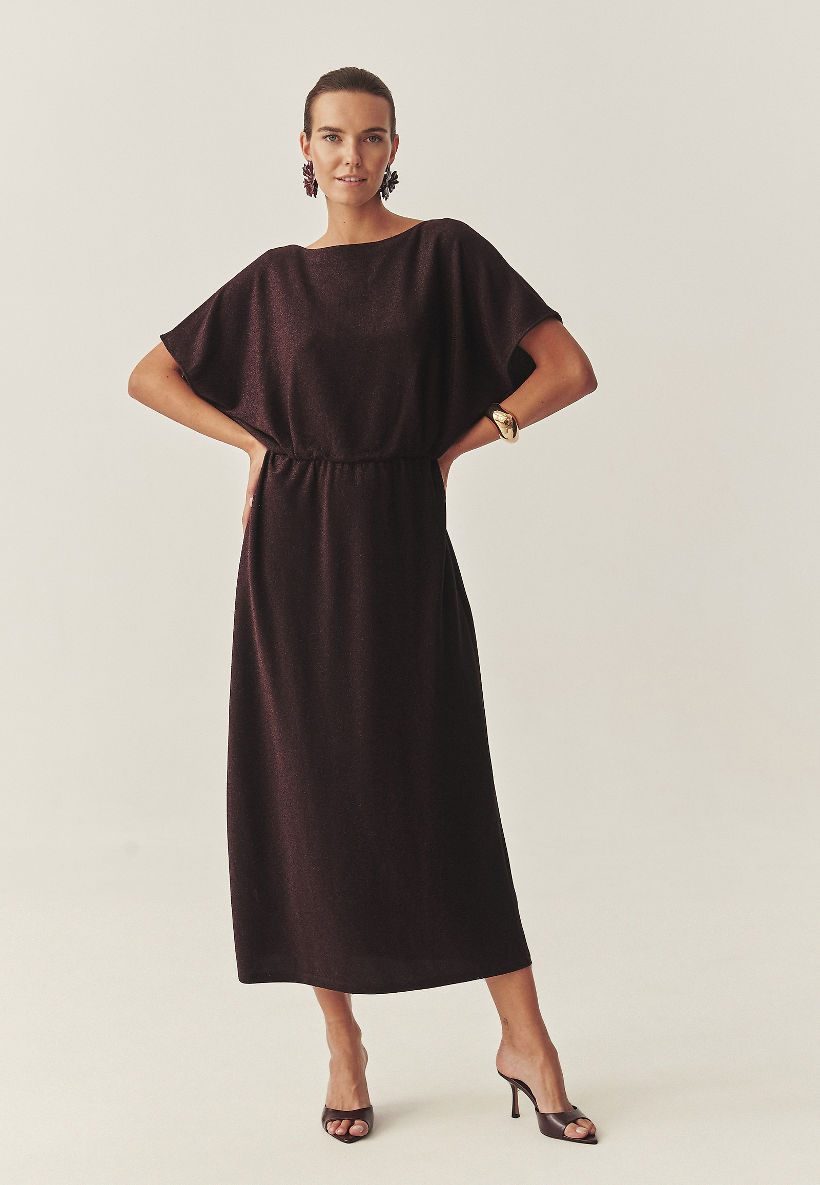 LONG DRESS WITH METALLIC SHINE - KATIE LONG DRESS WITH METALLIC SHINE - KATIE RED 118467