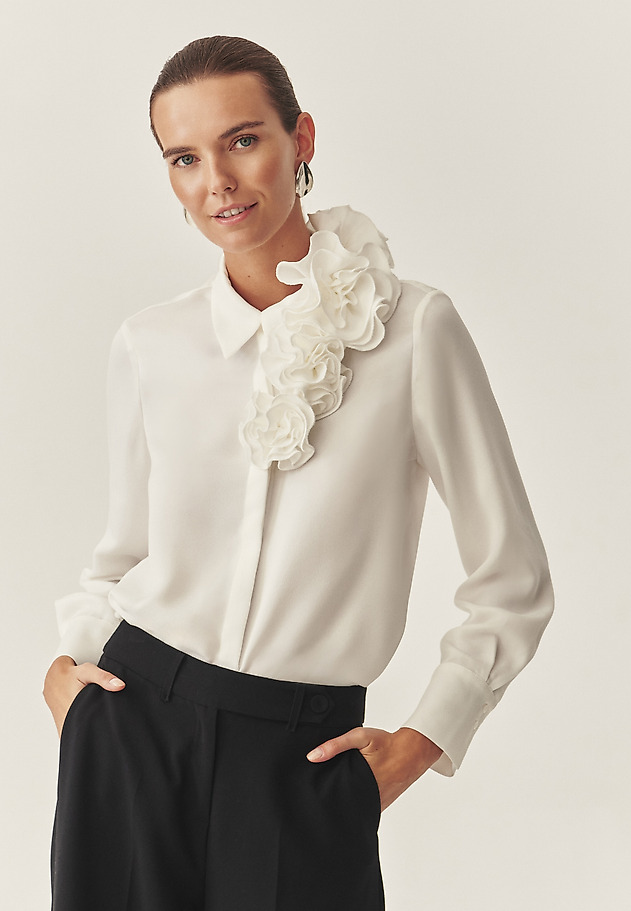 WOVEN SHIRT WITH FLORAL DETAILS - CRISTAL WOVEN SHIRT WITH FLORAL DETAILS - CRISTAL ECRU 3