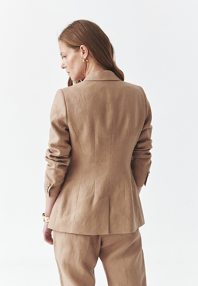 LINEN CAMEL BLAZER - LAMIA 3 LINEN CAMEL BLAZER - LAMIA 3 BEŻOWY 4