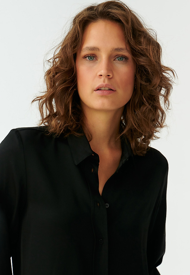 LADIES’ LONG SATIN SHIRT TREALIA LADIES’ LONG SATIN SHIRT TREALIA BLACK 4