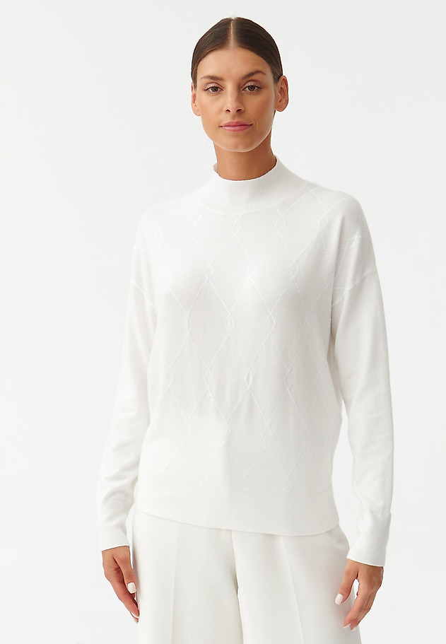 LADIES’ SWEATER IN SEQUIN PATTERN IN DIAMONDS CEKIRO LADIES’ SWEATER IN SEQUIN PATTERN IN DIAMONDS CEKIRO BIAŁY 3