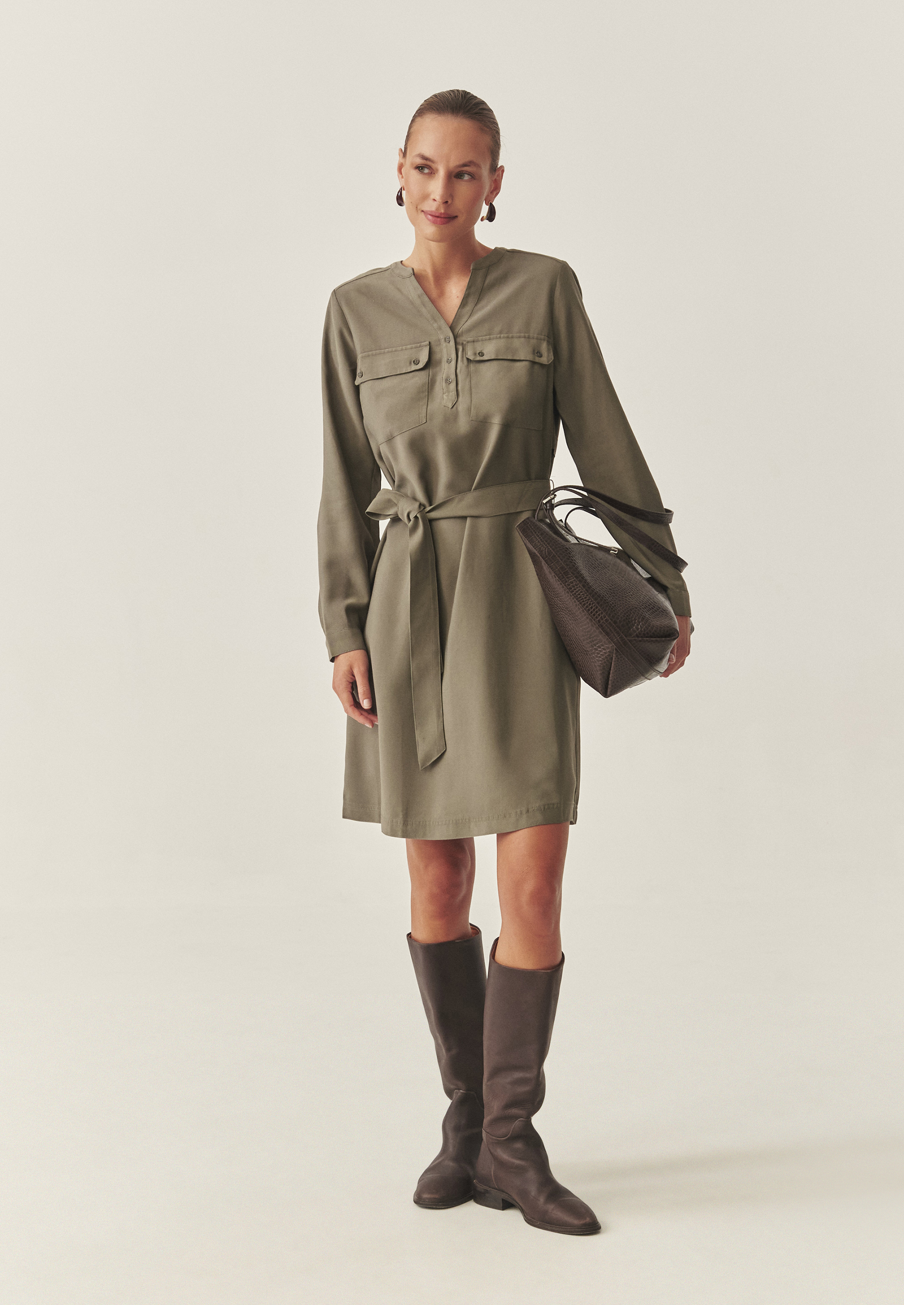 ROCHIE DIN ȚESĂTURĂ CU CUREA ÎN TALIE - KORMO KAKI 2