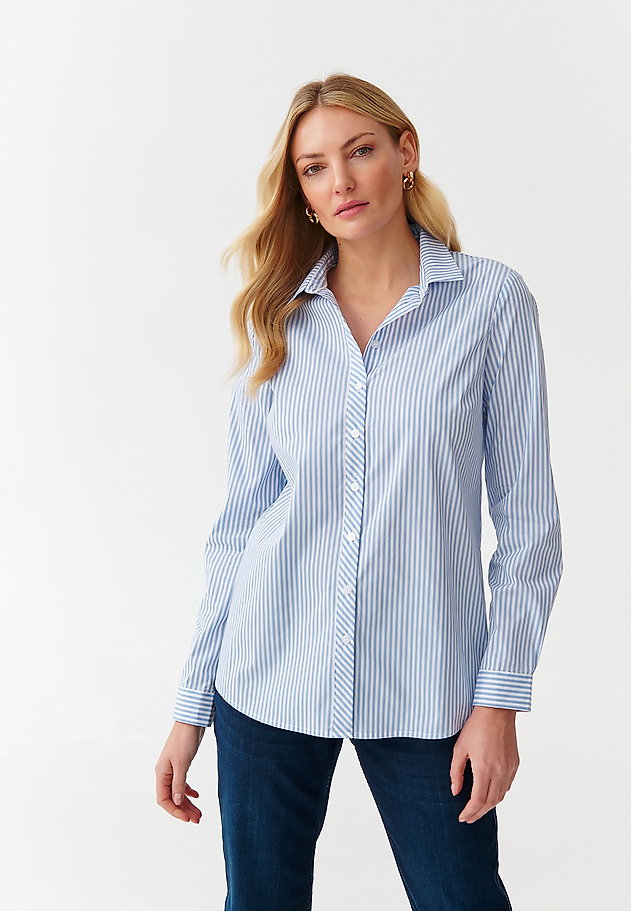 KLASYCZNA TKANINOWA KOSZULA DAMSKA W PASKI - ELISHA 2 KLASYCZNA TKANINOWA KOSZULA DAMSKA W PASKI - ELISHA 2 NIEBIESKI 3
