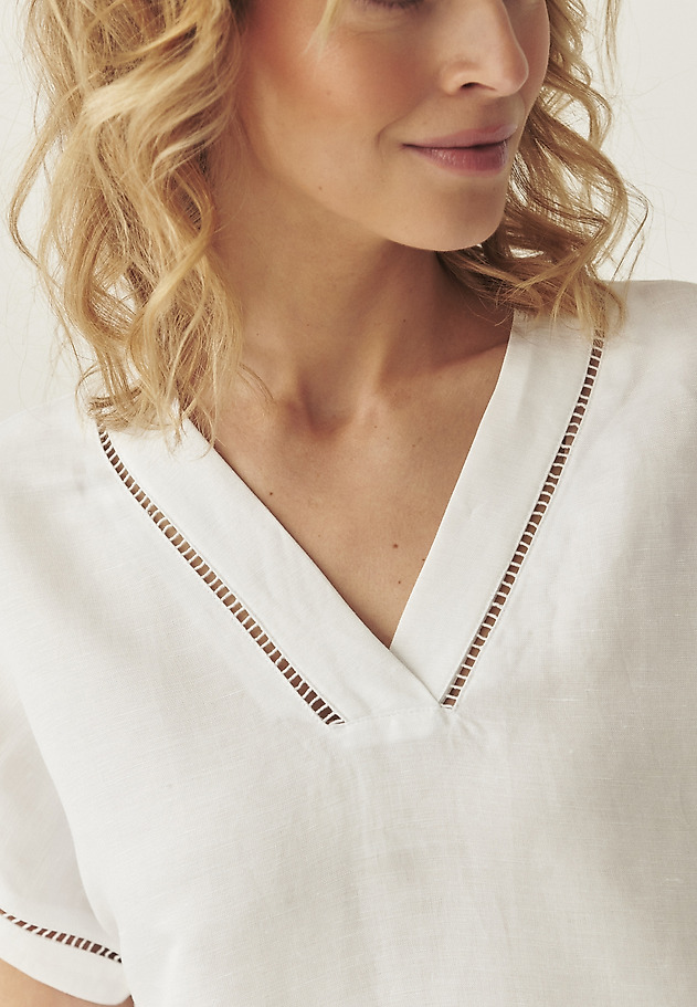 LOOSE BLOUSE WITH LINEN - SIRINA LOOSE BLOUSE WITH LINEN - SIRINA BIAŁY 3