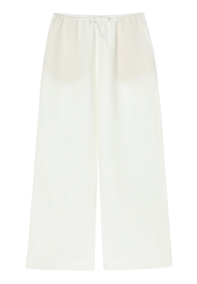 LINEN TROUSERS WITH WIDE LEG - CANELA LINEN TROUSERS WITH WIDE LEG - CANELA ECRU 4