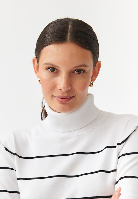 Klasszikus csíkos pulóver női nyakkal LU 1 Klasszikus csíkos pulóver női nyakkal LU 1