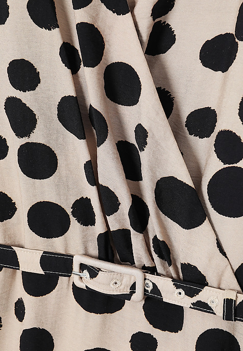 KOPERTOWA SUKIENKA MIDI Z AUTORSKIM WZOREM - MONESTA BEŻOWY 2