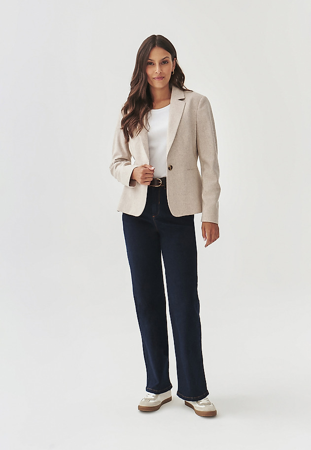 LADIES' FABRIC MELANGE JACKET - SUZIKA LADIES' FABRIC MELANGE JACKET - SUZIKA BEŻOWY 2