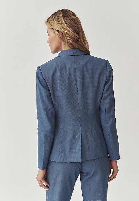 STYLISH LINEN LADIES’ BLAZER WITH COTTON LINING - KAREMA 4 BLUE 2