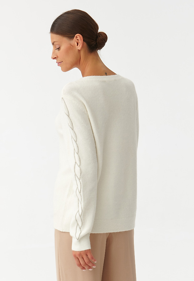 LADIES’ SWEATER WITH DECORATIVE SLEEVES SYLVI LADIES’ SWEATER WITH DECORATIVE SLEEVES SYLVI ECRU 4