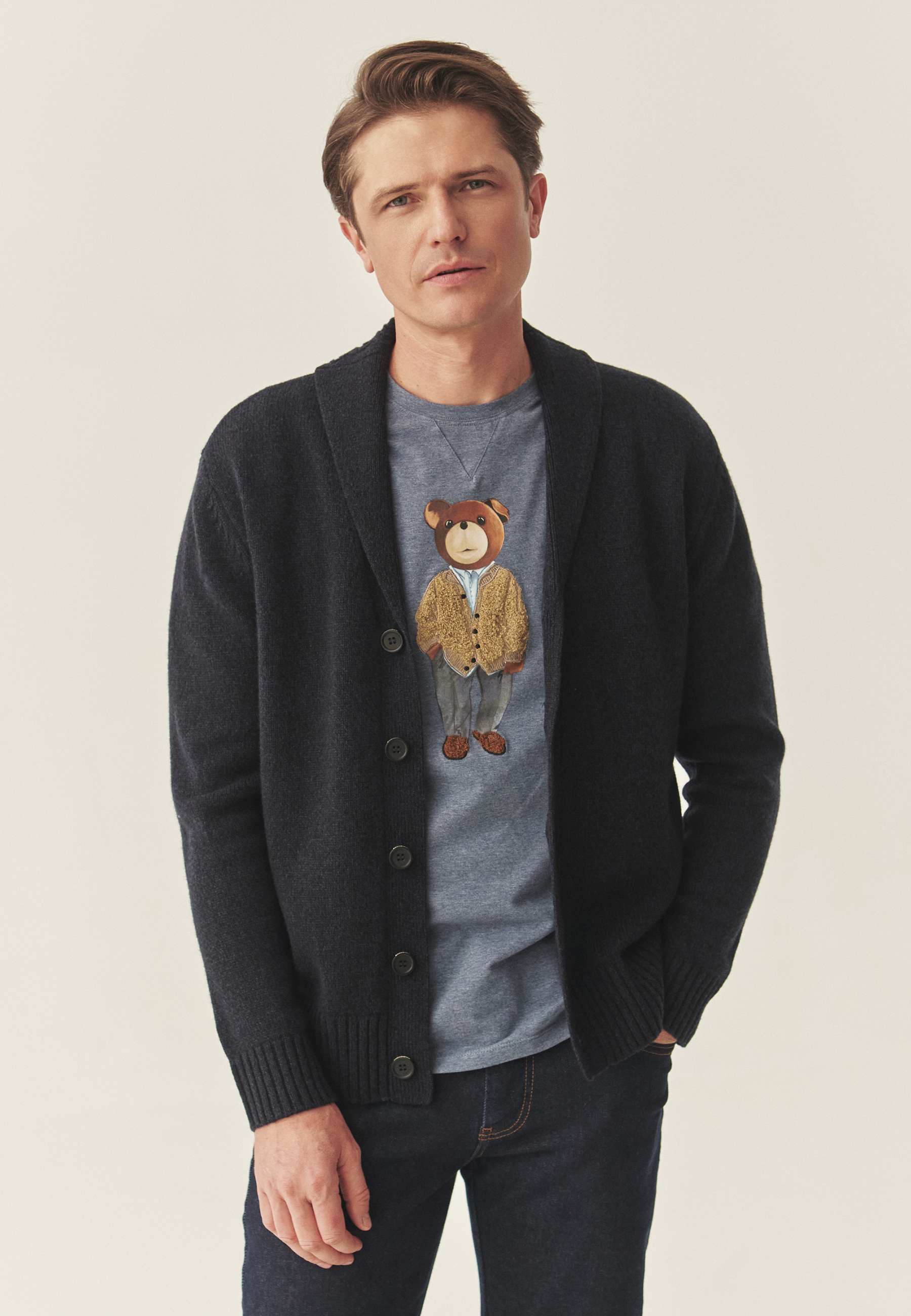 MĘSKI KARDIGAN Z WEŁNĄ - DARLOS GRANATOWY 2