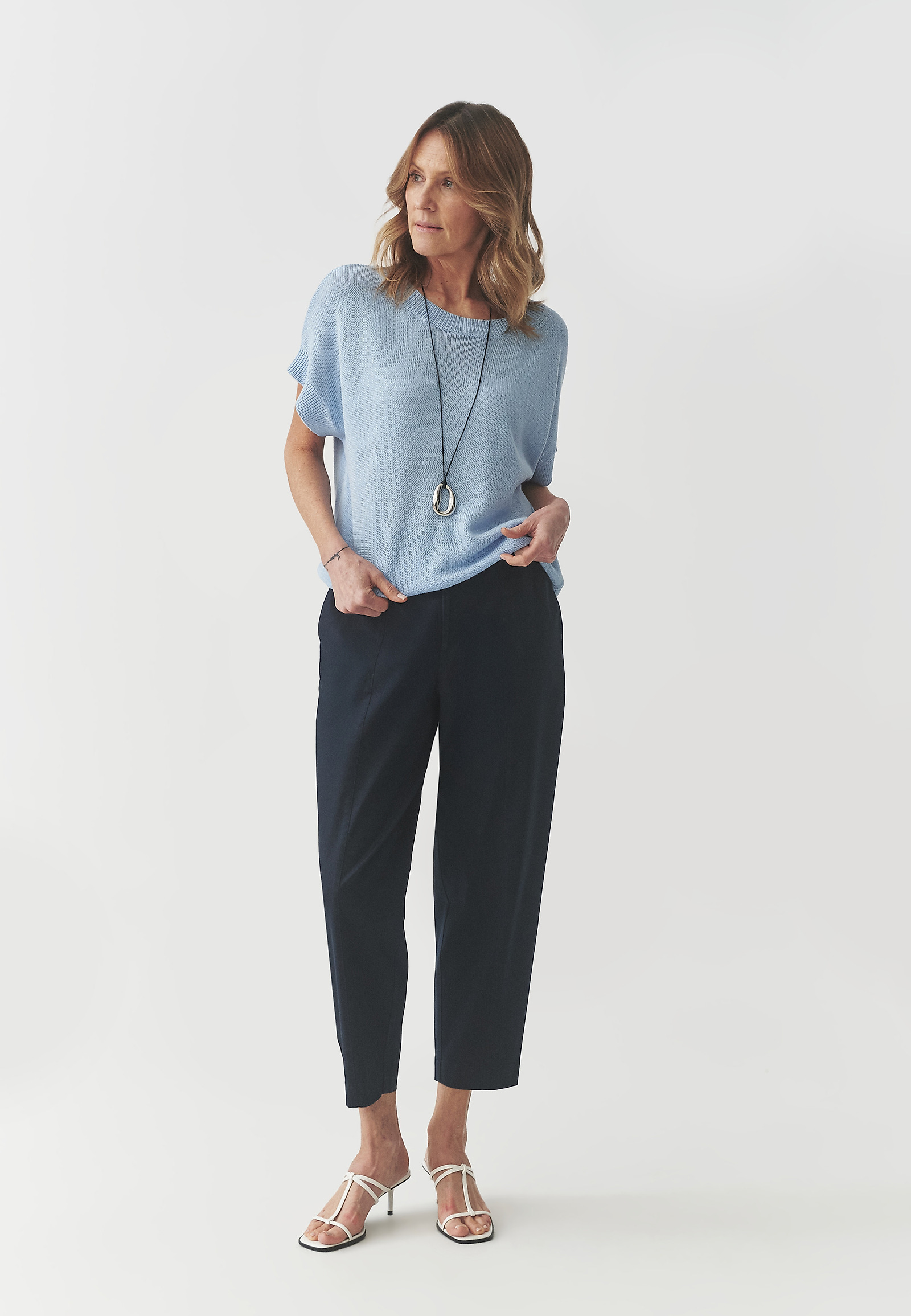 COTTON TROUSERS — DARLI COTTON TROUSERS — DARLI NAVY BLUE 105838