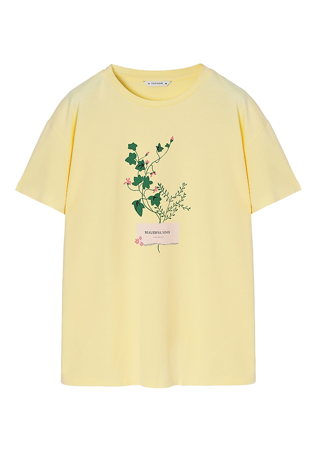 TRICOU DIN BUMBAC, CU IMPRIMEU FLORAL — MALATI TRICOU DIN BUMBAC, CU IMPRIMEU FLORAL — MALATI GALBEN 7