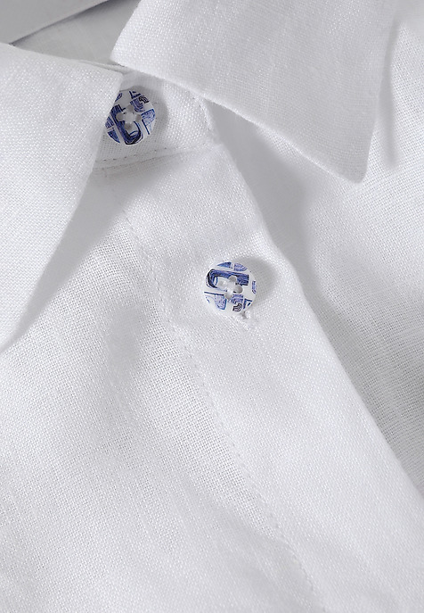 LONG-SLEEVED LINEN LADIES’ SHIRT  - LAWENDA 2 WHITE 2