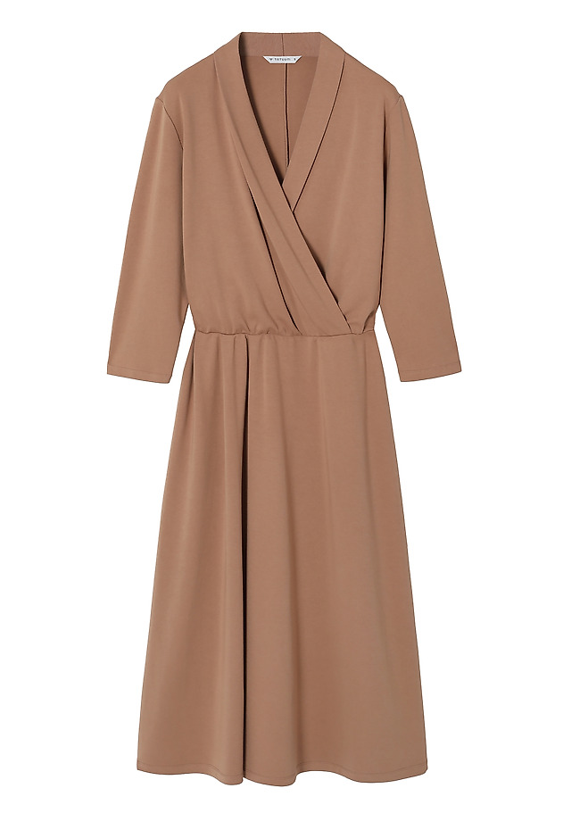MIDI DRESS WITH ENVELOPE NECKLINE — FRILLA MIDI DRESS WITH ENVELOPE NECKLINE — FRILLA BEŻOWY 6