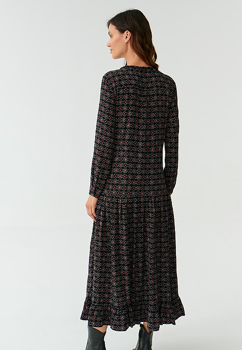 VZOROVANÉ PLÁTĚNÉ ŠATY S DLOUHÝM RUKÁVEM IKOMI VÍCEBAREVNÝ 2