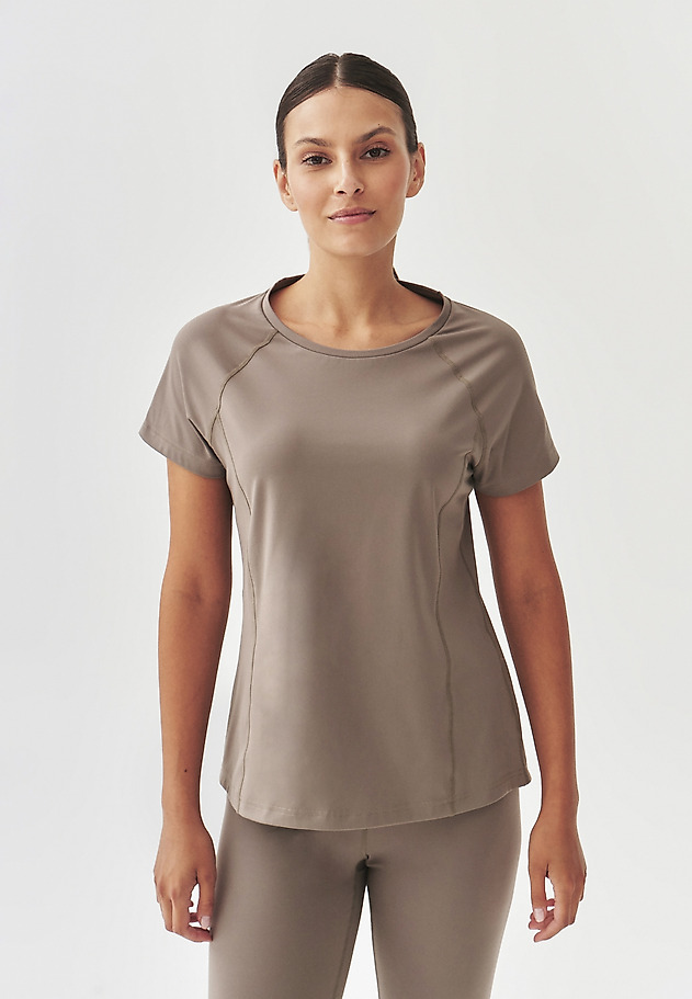 LADIES' KNITTED BLOUSE WITH SHORT SLEEVES - ELENA LADIES' KNITTED BLOUSE WITH SHORT SLEEVES - ELENA BEŻOWY 3