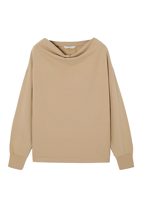 STYLISH LADIES’ SWEATSHIRT WITH WATER NECKLINE - MALIA BEIGE 2