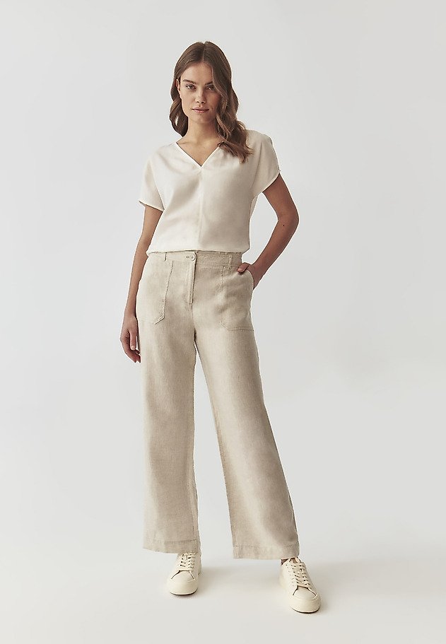 PANTALONI DE DAMĂ, DIN IN, CU CROIALĂ CASUAL - TORKO 1 PANTALONI DE DAMĂ, DIN IN, CU CROIALĂ CASUAL - TORKO 1 BEJ 1