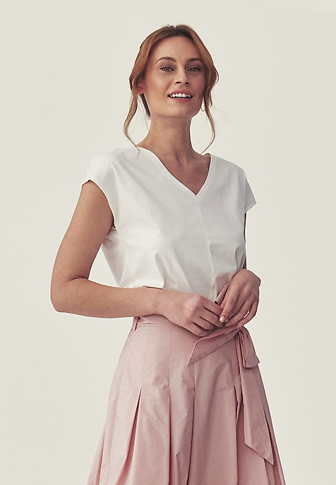 DZIANINOWA BLUZKA Z BAWEŁNĄ - MIKANDA DZIANINOWA BLUZKA Z BAWEŁNĄ - MIKANDA