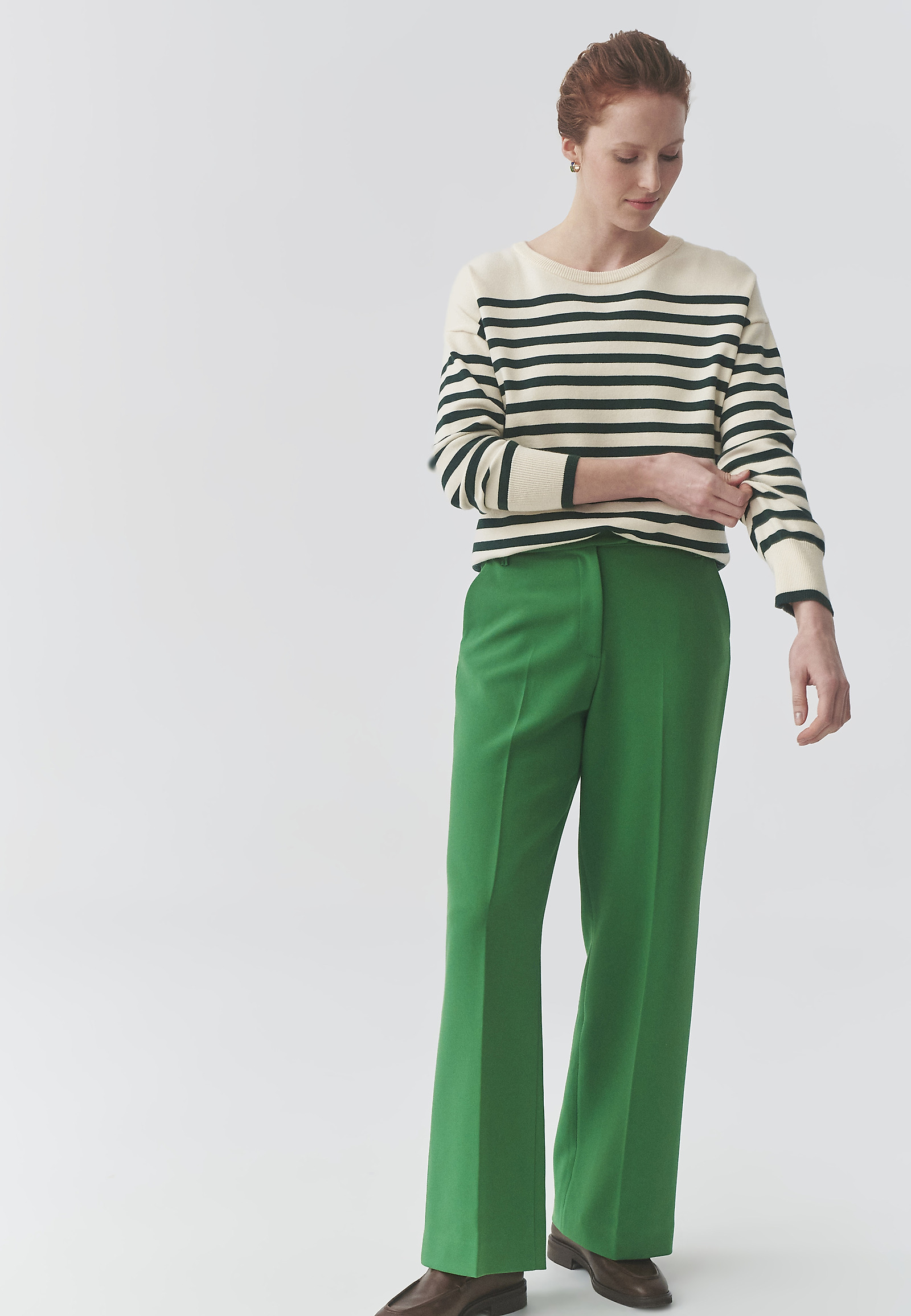 WIDE-LEG SUIT TROUSERS ZARIANA color GREEN - Main Image