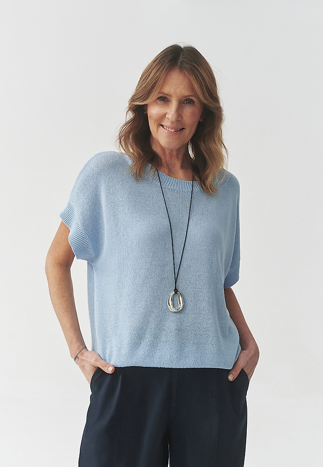 VOLNÝ SVETR S LYOCELLEM A LNEM — LIMI VOLNÝ SVETR S LYOCELLEM A LNEM — LIMI MODRÁ 2