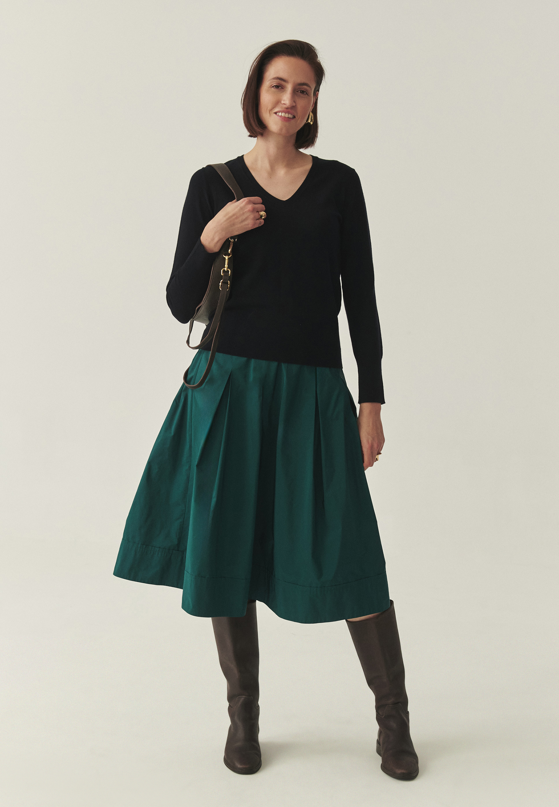 ROZKLOSZOWANA SPÓDNICA Z TAFTY - TAFTIKO ZIELONY 2