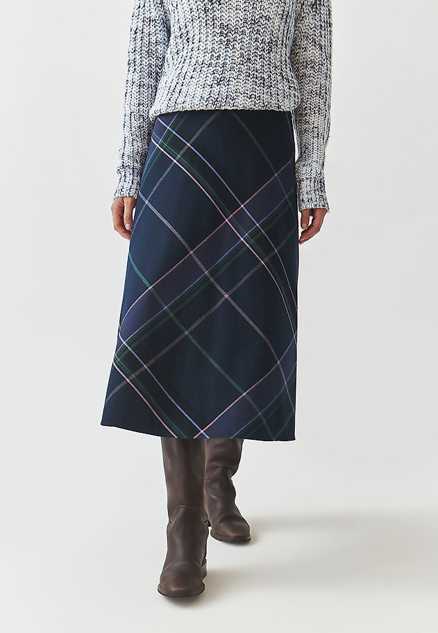 CHECKERED FABRIC FLARED MIDI SKIRT — LUBKO CHECKERED FABRIC FLARED MIDI SKIRT — LUBKO MULTIKOLOR 4