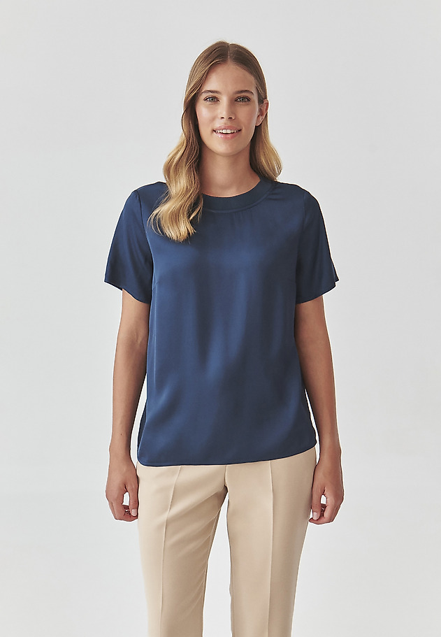 LADIES’ SHORT-SLEEVED SATIN BLOUSE - MALTO 1 LADIES’ SHORT-SLEEVED SATIN BLOUSE - MALTO 1 NIEBIESKI 3
