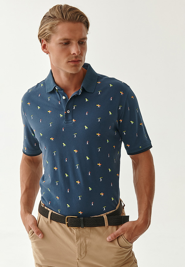 MEN'S COTTON POLO SHIRT JAY 8 MEN'S COTTON POLO SHIRT JAY 8 NAVY BLUE 1