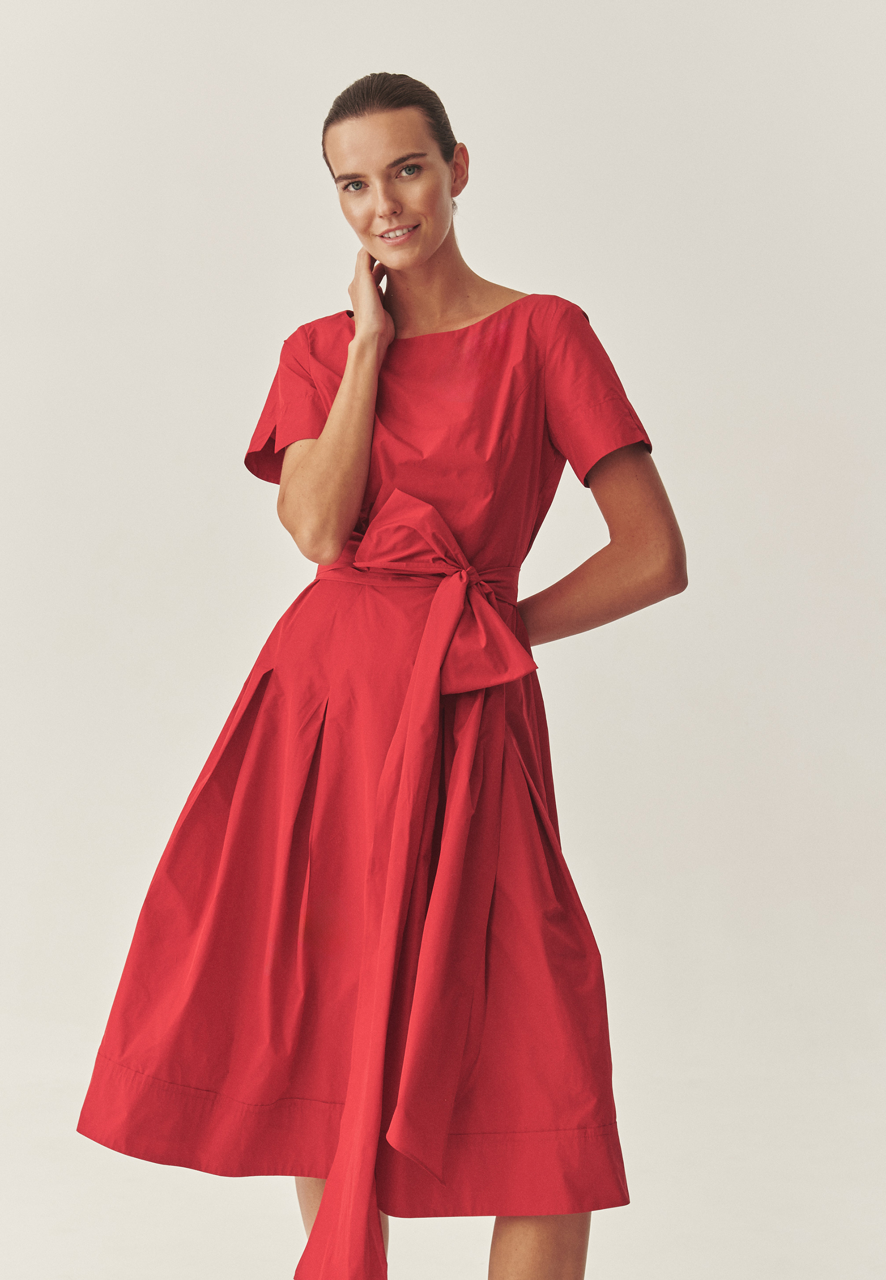 FLARED TAFFETA DRESS - TANITA CZ RDEČA 2