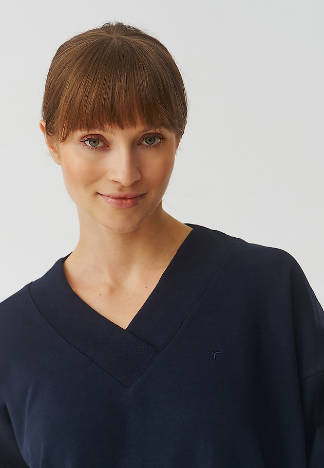 LADIES’ SWEATSHIRT WITH V-SHAPED NECKLINE - FILIPPA LADIES’ SWEATSHIRT WITH V-SHAPED NECKLINE - FILIPPA GRANATOWY 4