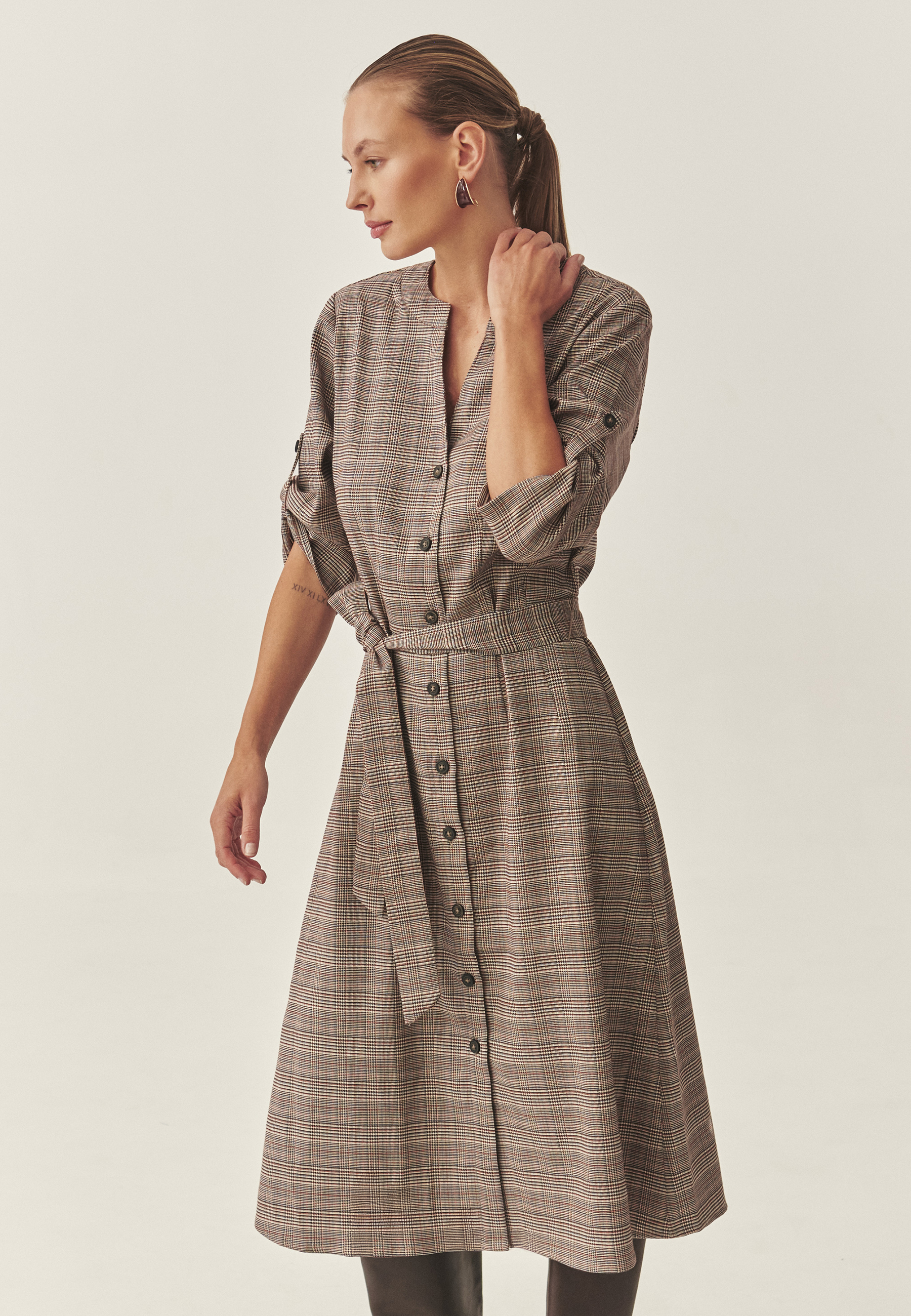 ROCHIE DIN ȚESĂTURĂ CU CAROURI - MANKIRI MULTICOLOR 2