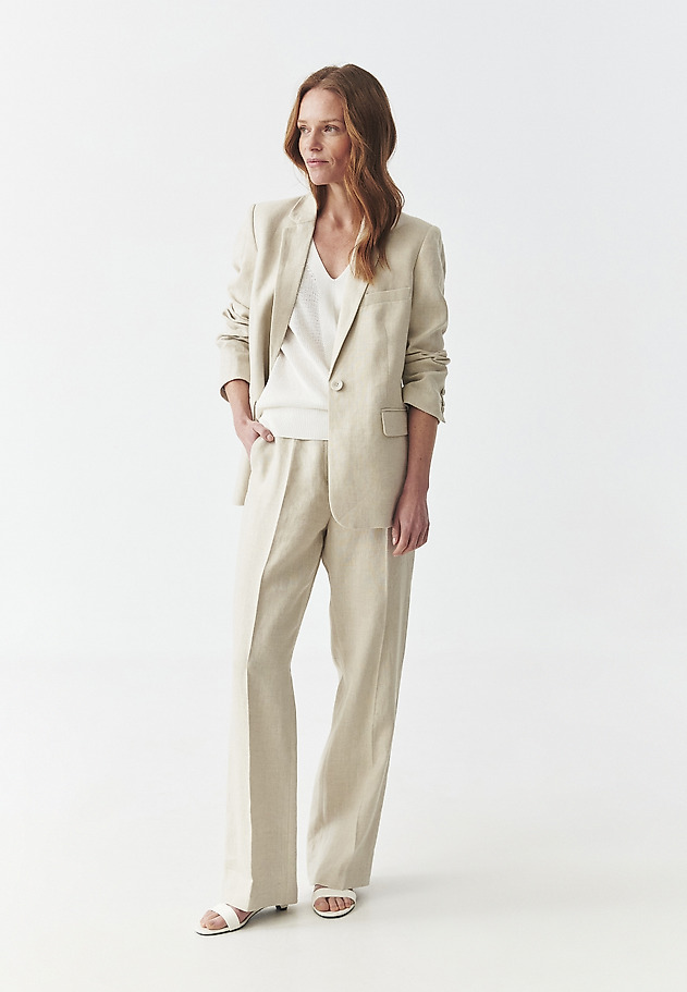 LINEN WIDE-LEG TROUSERS WITH A CREASE - LANTO LINEN WIDE-LEG TROUSERS WITH A CREASE - LANTO BEŻOWY 4